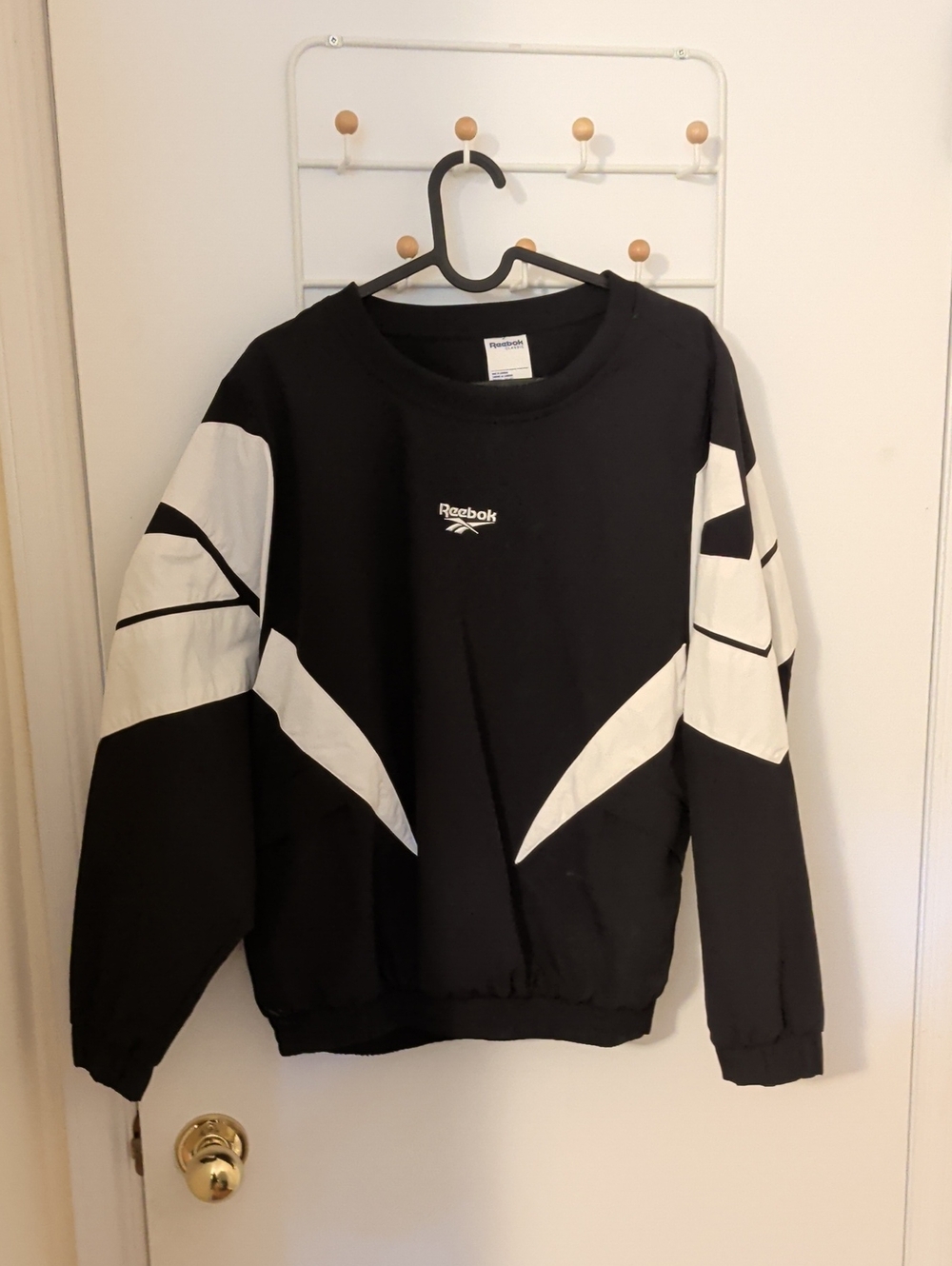 Reebok Black Crewneck Sweatshirt with White Panel Accents